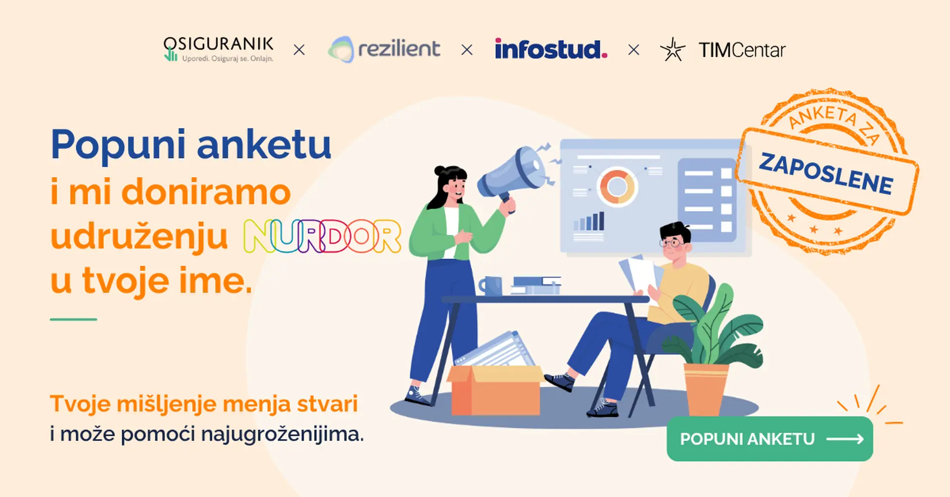 Šta to radi zaposlene? Popuni anketu, a mi doniramo NURDOR-u  
