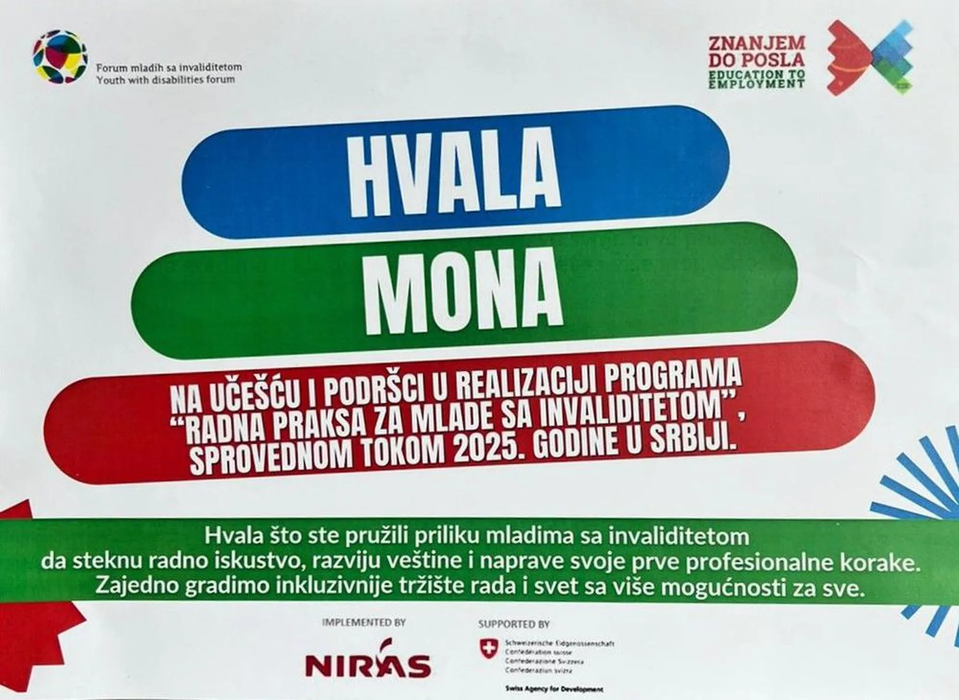 Radna praksa za mlade sa invaliditetom