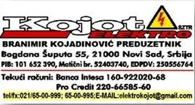 ELEKTRO KOJOT sztr Branimir Kojadinović preduzetnik